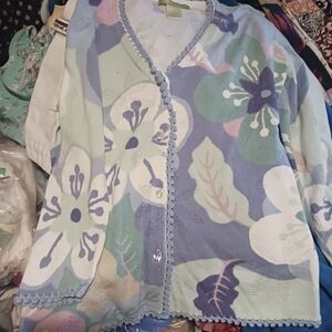 Sigrid Olsen Pastel Floral Cardigan